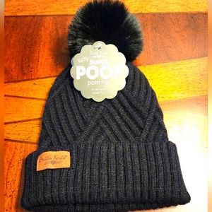 Britt's Knits-🆕️-Girl's-Pom Knit Hat-Black-One size Fits Most-Ages 3+
